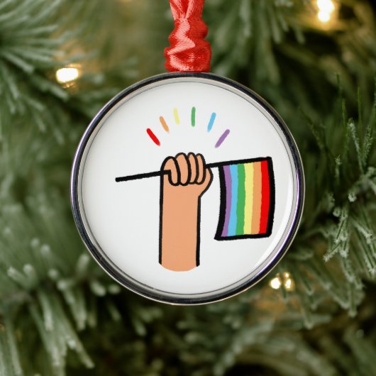 Handtekening Handje met een regenboogvlag Metalen Ornament (Boom)