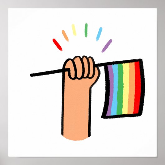 Handtekening Handje met een regenboogvlag Poster (Voorkant)