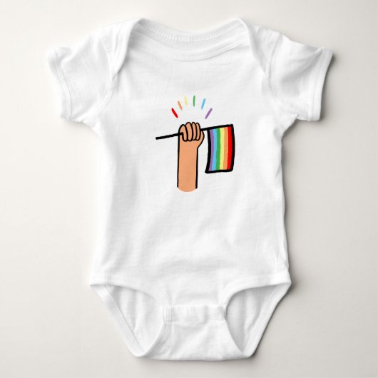 Handtekening Handje met een regenboogvlag Romper (Voorkant)