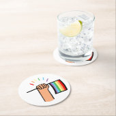 Handtekening Handje met een regenboogvlag Ronde Kartonnen Onderzetter (Insitu)