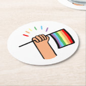 Handtekening Handje met een regenboogvlag Ronde Kartonnen Onderzetter (Gebogen)