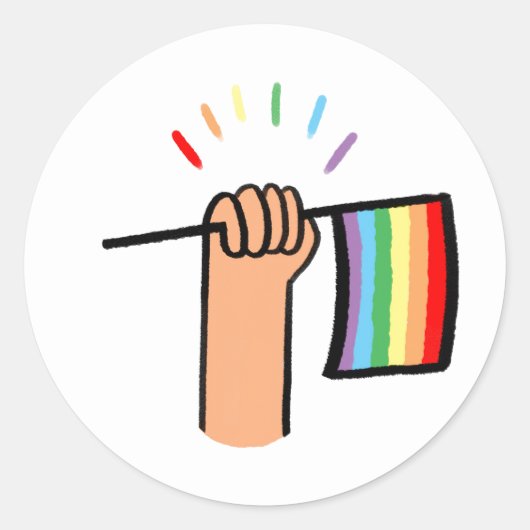 Handtekening Handje met een regenboogvlag Ronde Sticker (Voorkant)