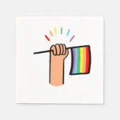 Handtekening Handje met een regenboogvlag Servet (Voorkant)