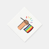 Handtekening Handje met een regenboogvlag Servet (Hoek)
