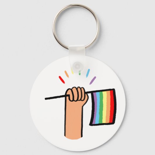 Handtekening Handje met een regenboogvlag Sleutelhanger (Voorkant)