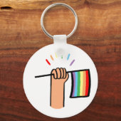 Handtekening Handje met een regenboogvlag Sleutelhanger (Voorkant)