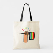 Handtekening Handje met een regenboogvlag Tote Bag (Achterkant)
