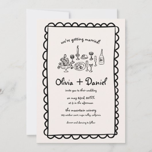 Handtekening Handschrift Funky Wedding Kaart (Voorkant)