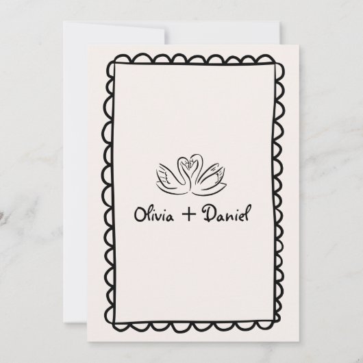 Handtekening Handschrift Funky Wedding Kaart (Achterkant)