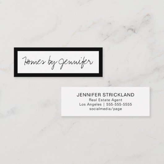 Handtekening Handschrift Zwart randprofiel Mini Visitekaartje (Voorkant / Achterkant)