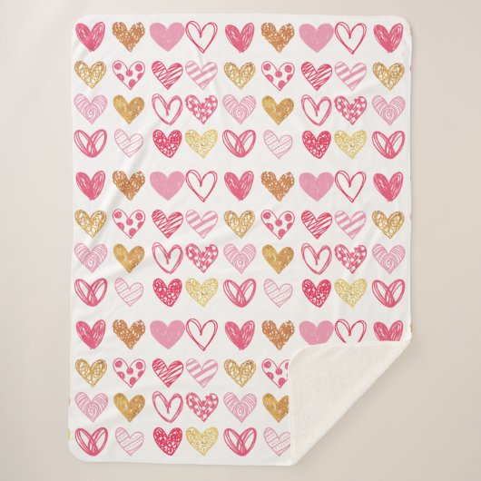 Handtekening Heart Pattern ID470 Sherpa Deken (Voorkant)