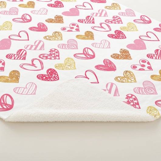 Handtekening Heart Pattern ID470 Sherpa Deken (3/4)