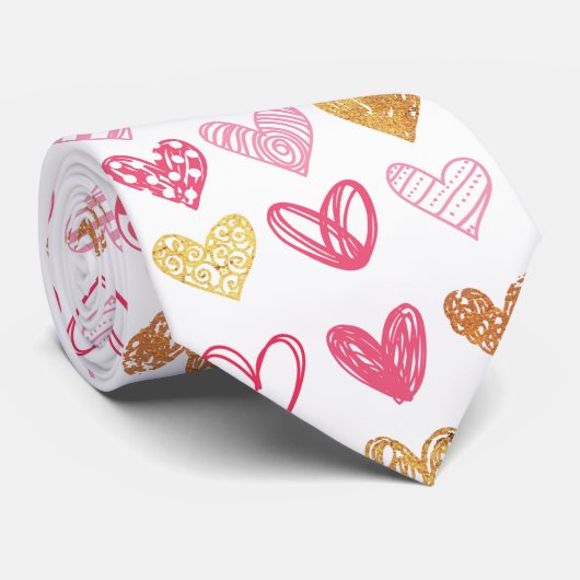 Handtekening Heart Pattern ID470 Stropdas (Opgerold)