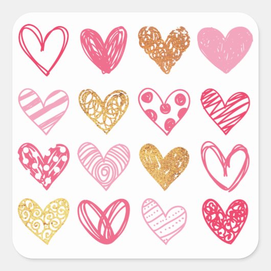 Handtekening Heart Pattern ID470 Vierkante Sticker (Voorkant)