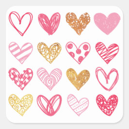 Handtekening Heart Pattern ID470 Vierkante Sticker