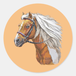 Handtekening in paardenportret ronde sticker