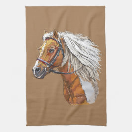 Handtekening in paardenportret theedoek
