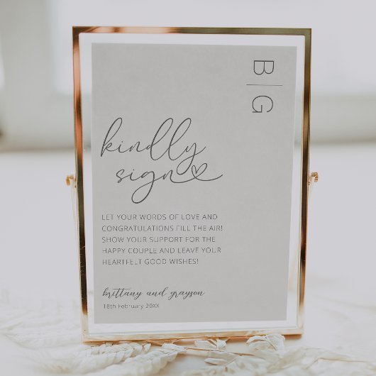Handtekening Ivory Wedding Guestbook Poster