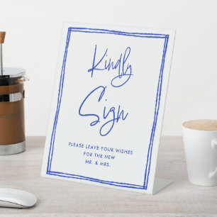 Handtekening Kindly Sign Blue Wedding Sign Reclamebord Met Voetstuk