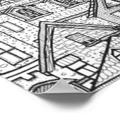 Handtekening, Klassiek land dorp, kleurpagina Poster (Hoek)