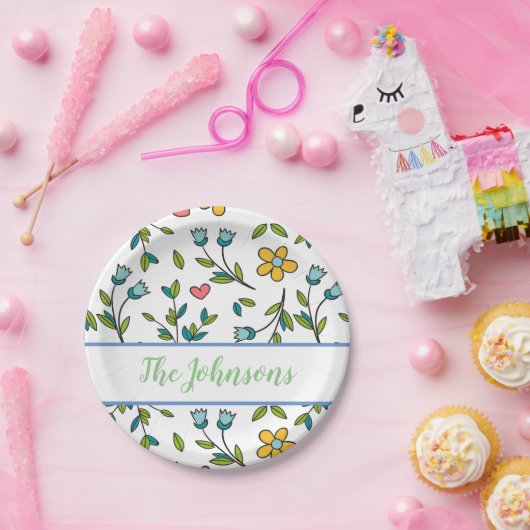 Handtekening kleurrijk patroon en kunstpatroon papieren bordje (Feest)