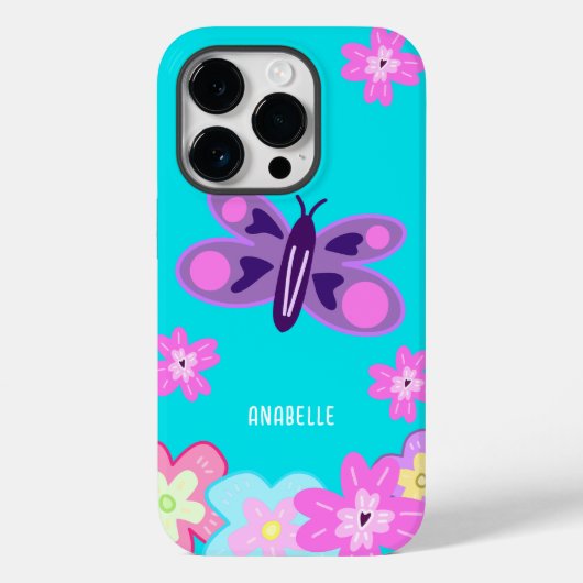 Handtekening: kleurrijke Cartoons bloemen en vlind Case-Mate iPhone Case (Achterkant)