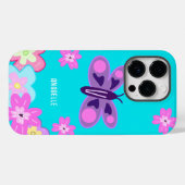 Handtekening: kleurrijke Cartoons bloemen en vlind Case-Mate iPhone Case (Achterkant (horizontaal))