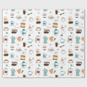 Handtekening Koffie- en kabelpatroon Cadeaupapier (Vlak)