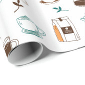 Handtekening Koffie- en kabelpatroon Cadeaupapier (Rol Hoek)