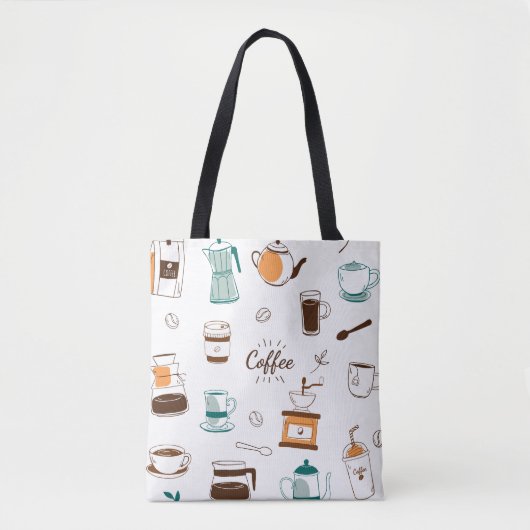 Handtekening Koffie- en kabelpatroon Tote Bag (Voorkant)