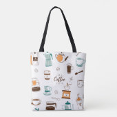 Handtekening Koffie- en kabelpatroon Tote Bag (Achterkant)