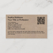 Handtekening Kraft Paper Style QR Visitekaartje (Achterkant)