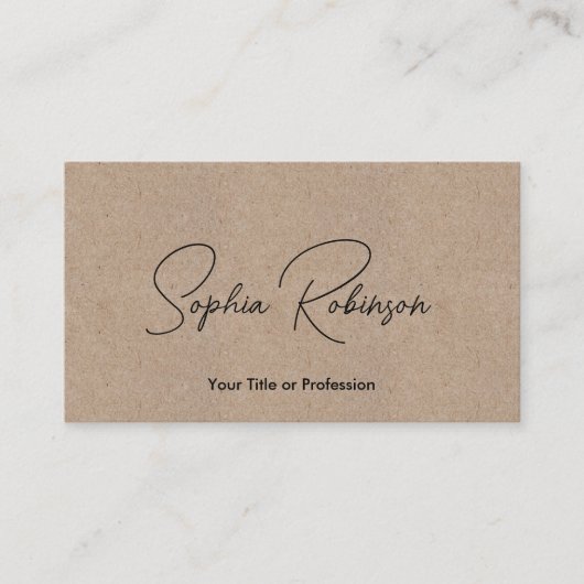 Handtekening Kraft Paper Style QR Visitekaartje (Voorkant)