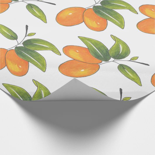 Handtekening Kumquats Pattern Cadeaupapier (Hoek)