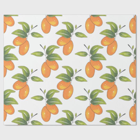 Handtekening Kumquats Pattern Cadeaupapier (Vlak)