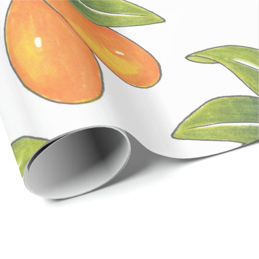 Handtekening Kumquats Pattern Cadeaupapier (Rol Hoek)