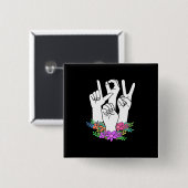 Handtekening leraar ASL Vierkante Button 5,1 Cm (Voorkant /achterkant)