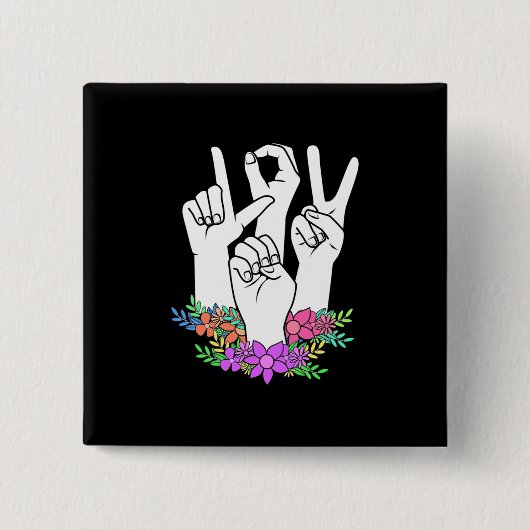 Handtekening leraar ASL Vierkante Button 5,1 Cm (Voorkant)