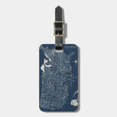 Handtekening Lettertered Blue USA Map Bagagelabel (Voorkant verticaal)