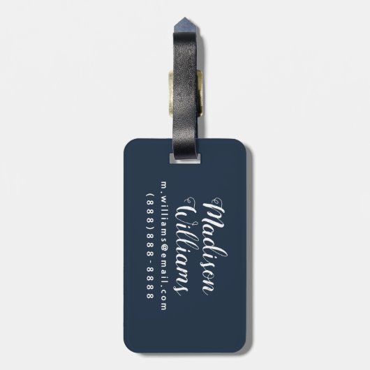 Handtekening Lettertered Blue USA Map Bagagelabel (Achterkant verticaal)