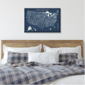 Handtekening Lettertered Blue USA Map Canvas Afdruk (Insitu (Slaapkamer))
