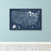Handtekening Lettertered Blue USA Map Canvas Afdruk (Insitu (Houten vloer))
