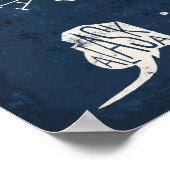 Handtekening Lettertered Blue USA Map Poster (Hoek)