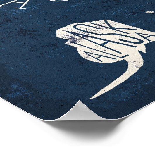 Handtekening Lettertered Blue USA Map Poster (Hoek)