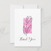 Handtekening Lineaire Tulp, roze Waterverf Abstrac Bedankkaart (Voorkant)