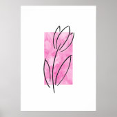 Handtekening Lineaire Tulp, roze Waterverf Abstrac Poster (Voorkant)