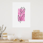 Handtekening Lineaire Tulp, roze Waterverf Abstrac Poster (Keuken)