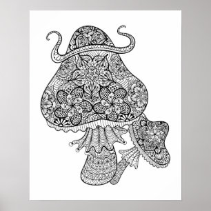 Handtekening Magische paddenstoelen Doodle 2 Poster