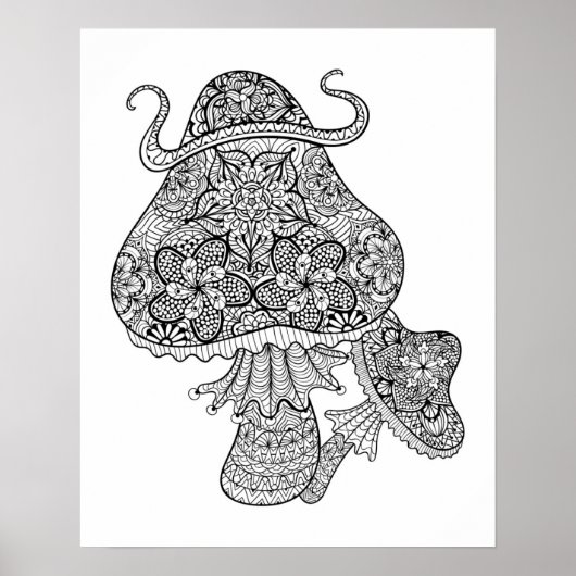 Handtekening Magische paddenstoelen Doodle 2 Poster (Voorkant)