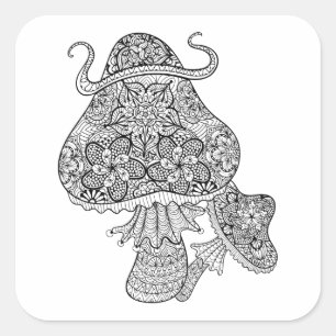 Handtekening Magische paddenstoelen Vierkante Sticker
